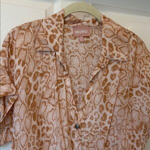 Show Me Your MuMu Animal Print Blouse in Brown and Cream